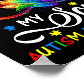 私の衣服ブルー私の息子の自閉症意識ママパパ ポスター (角)