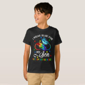 私の衣服ブルー私の息子の自閉症意識ママパパ Tシャツ (正面フル)
