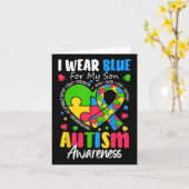 私の衣服ブルー私の息子の自閉症意識男性の女性 カード (黄色い花)