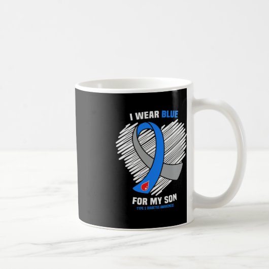 私の衣服ブルー私の息子1型糖尿病認識度 コーヒーマグカップ (右)