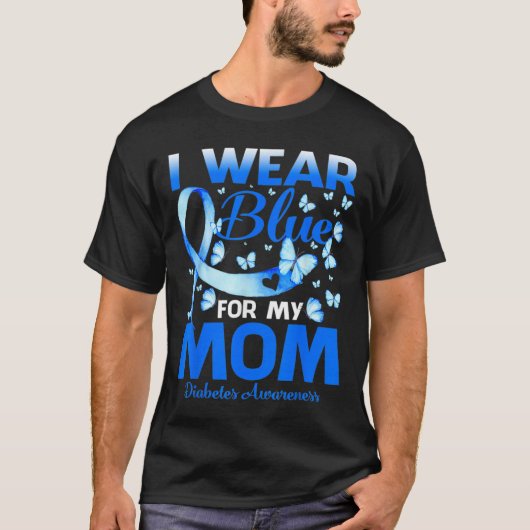私の衣服ブルー私の母の糖尿病認識度月No Tシャツ (正面)