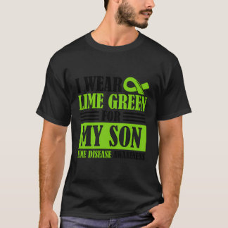 私の衣服ライムグリーン私の息子ライム病ティックビット Tシャツ