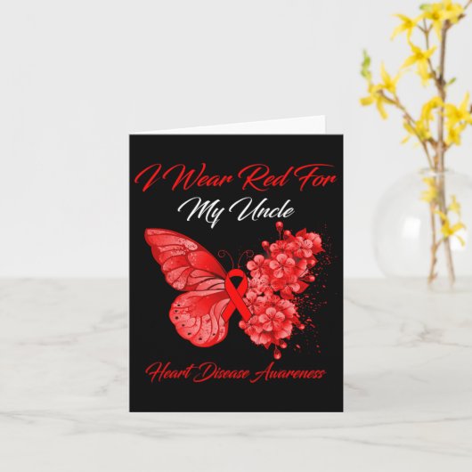 私の衣服レッド私の叔父のハート病認識度 カード (黄色い花)