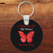 私の衣服レッド私の夫のハート病認識度 キーホルダー (正面)