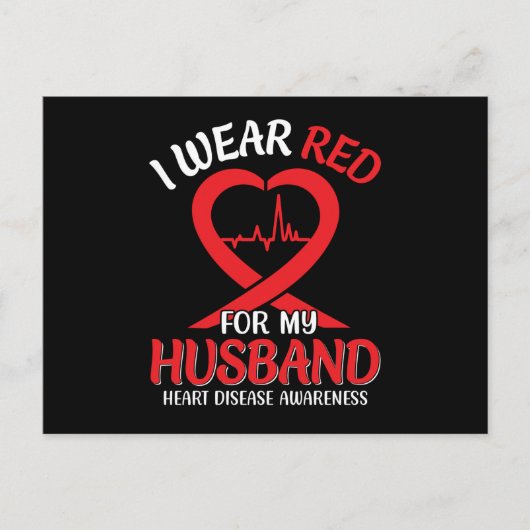 私の衣服レッド私の夫のハート病認識度 ポストカード (正面)