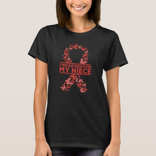私の衣服レッド私の姪のハート病認識度私たち Tシャツ (正面)