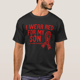 私の衣服レッド私の息子CHD先天性ハート病 Tシャツ