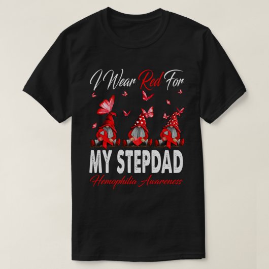 私の衣服レッド私の継父の血友病認識度Gno Tシャツ (デザイン正面)