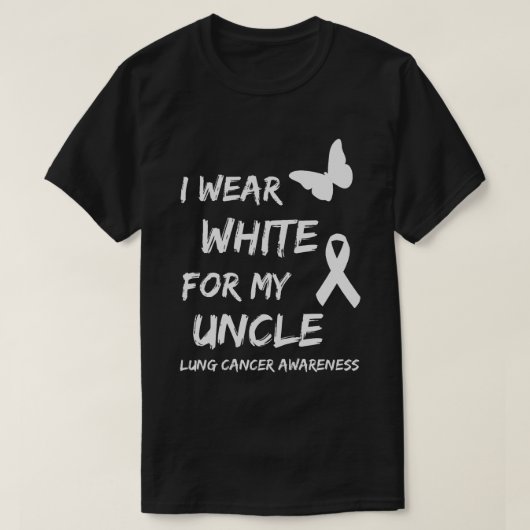 私の衣服白のための叔父の肺がん認識度Bu Tシャツ (デザイン正面)