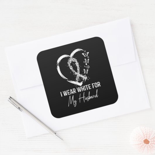 私の衣服白は夫の肺がん認識度 スクエアシール (封筒)