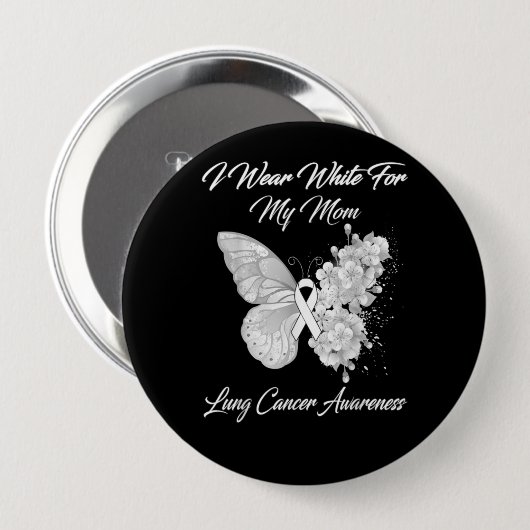 私の衣服白は母の肺がん認識度 缶バッジ (正面&裏面)