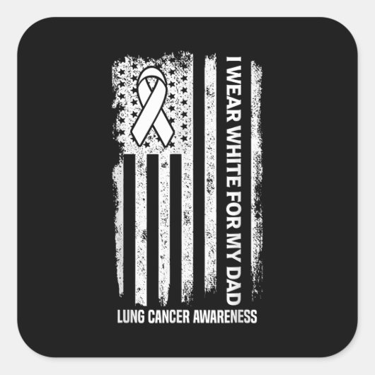 私の衣服白パパ白帯肺がんA スクエアシール (正面)