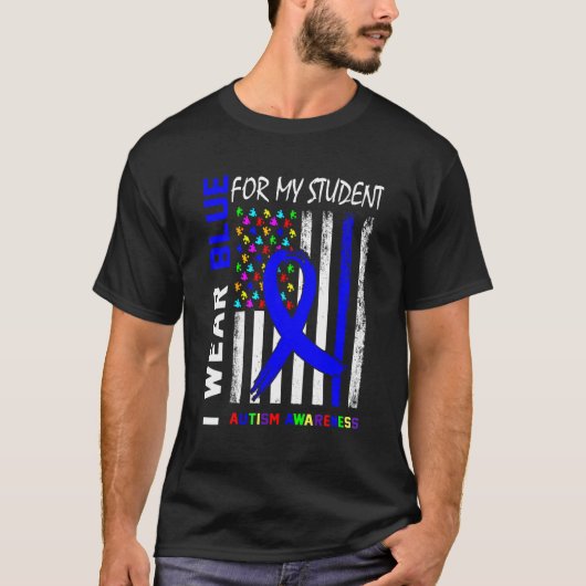私の衣服自閉症の意識のためのブルーリボン Tシャツ (正面)