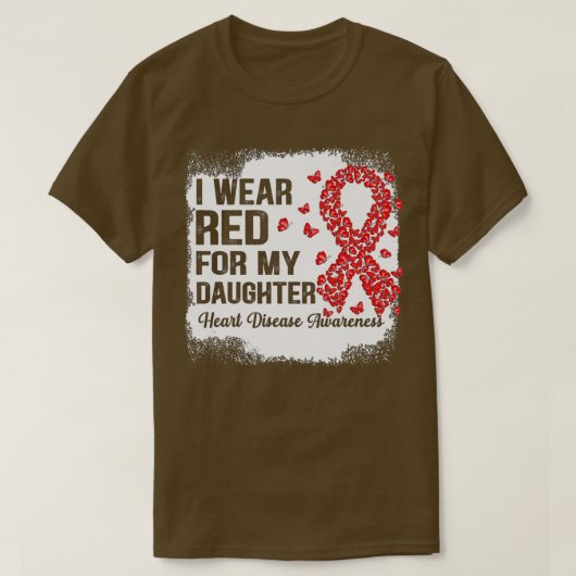 私の衣服赤のために私の娘はハート病Aをサポート Tシャツ (デザイン正面)