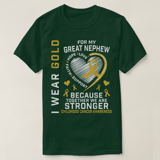 私の衣服金ゴールドは素晴らし甥の小児癌A Tシャツ (デザイン正面)