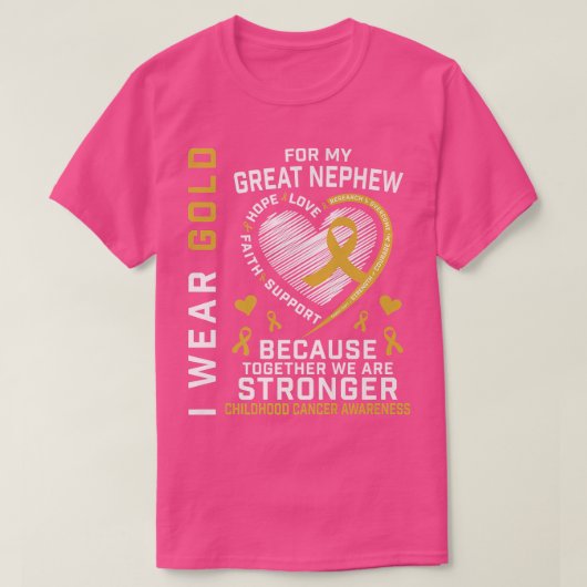 私の衣服金ゴールドは素晴らし甥の小児癌A Tシャツ (デザイン正面)