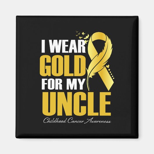 私の衣服金ゴールド叔父の小児がん羽 マグネット (正面)