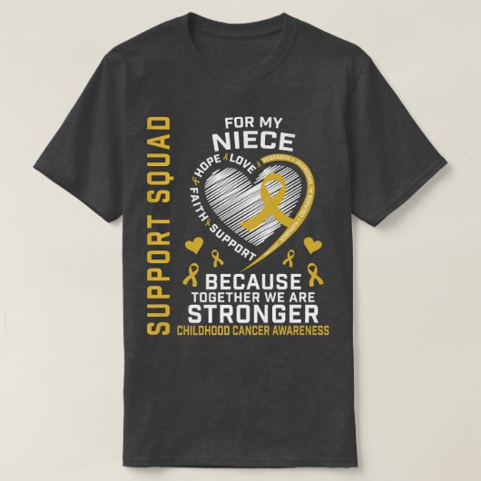 私の衣服金ゴールド姪の小児癌のサポート Tシャツ (デザイン正面)