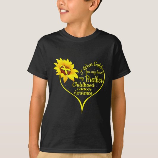 私の衣服金ゴールド弟の小児癌の患者 Tシャツ (正面)