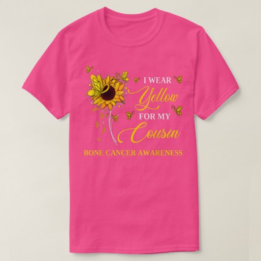 私の衣服黄色い従姉妹の骨がん認識度 Tシャツ (デザイン正面)