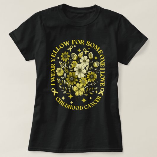 私の衣服黄色の私は子供のがんが大好きな人のために Tシャツ (デザイン正面)