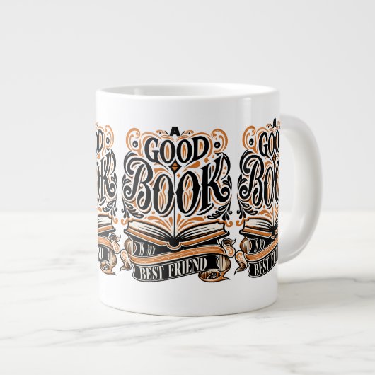 私の親友である書道のデザインは良い本だ ジャンボコーヒーマグカップ (正面右)