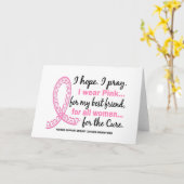 私の親友の線条細工のピンクのリボンのためのピンク カード (黄色い花)