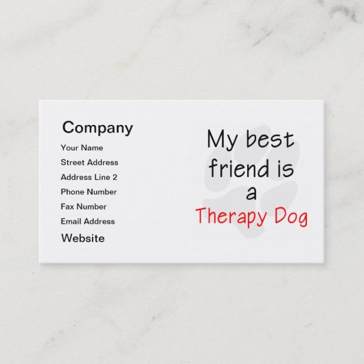 私の親友はセラピー犬です 名刺 (正面)