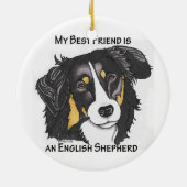 私の親友は三色の英国の羊飼いです セラミックオーナメント (裏面)