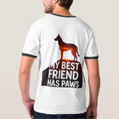 「私の親友は肉球がある" - 日没の犬のシルエットR Tシャツ (裏面)
