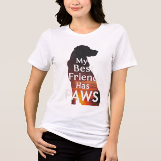 私の親友は肉球を持っている - 日没の犬のシルエット グラ トライブレンドTシャツ