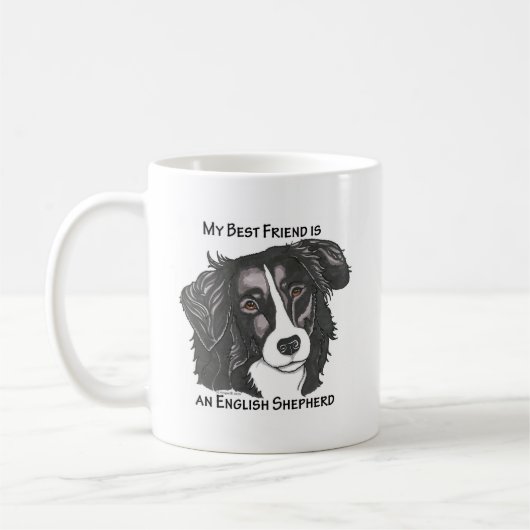 私の親友は黒い及び白人の英国の羊飼いです コーヒーマグカップ (左)