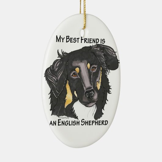 私の親友は黒です及びタンの英語は導きます セラミックオーナメント (右)