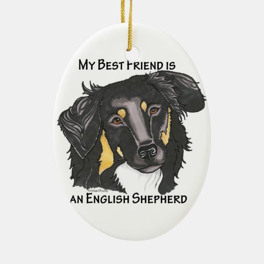 私の親友は黒です及びタンの英語は導きます セラミックオーナメント (裏面)