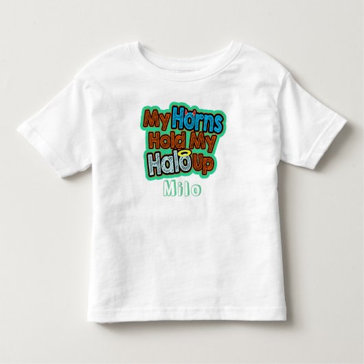 私の角は私の女の子や男の子をハローアップ保持 –  トドラーTシャツ (正面)