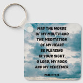 私の言葉とハートが神の聖書の聖句を喜ばせるなら キーホルダー (正面)