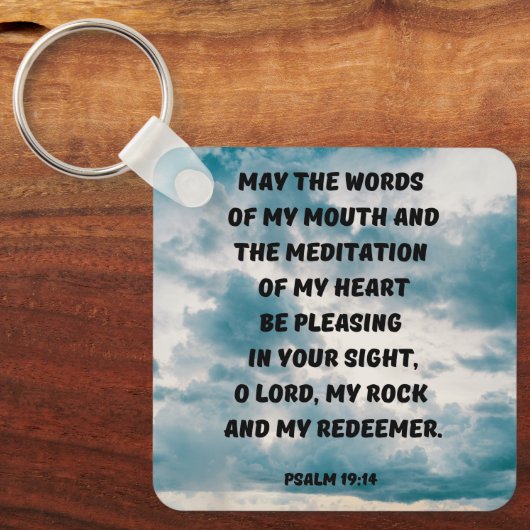 私の言葉とハートが神の聖書の聖句を喜ばせるなら キーホルダー (正面)