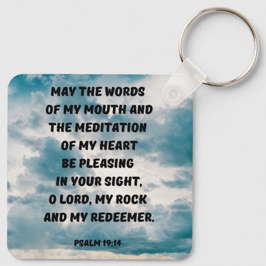 私の言葉とハートが神の聖書の聖句を喜ばせるなら キーホルダー (裏面)