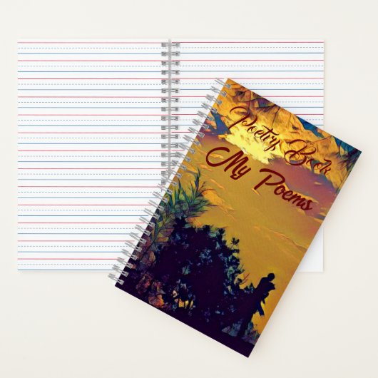 私の詩暖かい日の出の水の色の風景の詩 ノートブック (内側)