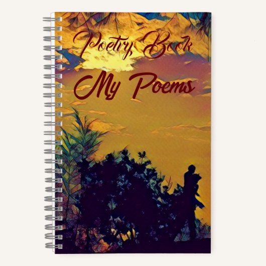 私の詩暖かい日の出の水の色の風景の詩 ノートブック (正面)