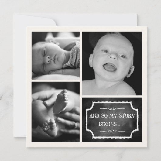 私の話がチョークデザイン誕生のお知らせ 案内状 (正面)