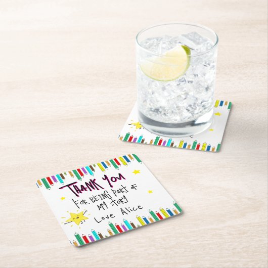 私の話に加わってくれてありがとうエレガント- スクエアペーパーコースター (インサイチュ)