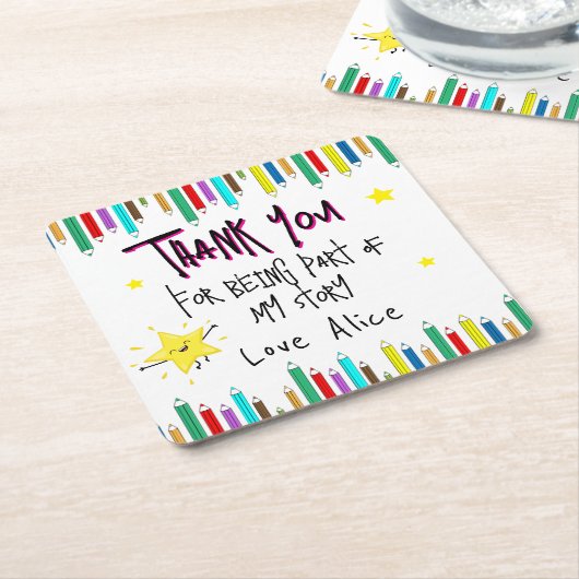 私の話に加わってくれてありがとうエレガント- スクエアペーパーコースター (アングル)