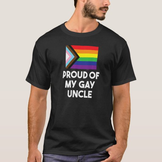 私の誇りを持ったゲイの叔父の進行旗ゲイプライド語 Tシャツ (正面)