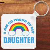 私の誇りを持った娘レインボーゲイプライドの親 キーホルダー (裏面)