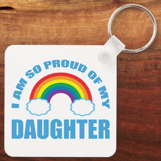 私の誇りを持った娘レインボーゲイプライドの親 キーホルダー (裏面)