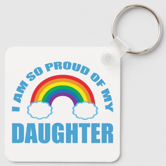 私の誇りを持った娘レインボーゲイプライドの親 キーホルダー (裏面)