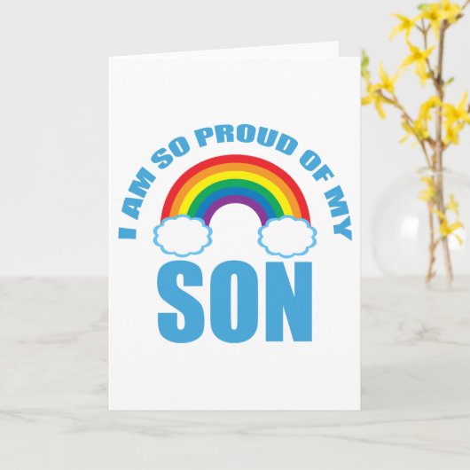 私の誇りを持った息子レインボーゲイプライドの親 カード (黄色い花)