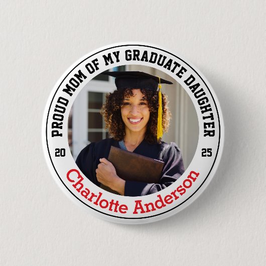 私の誇りを持った院長娘の母のカスタム写真 缶バッジ (正面)