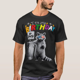 私の誕生日おもしろいアライグマ4th July Glasses Grap Tシャツ